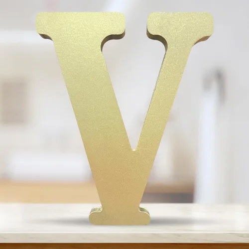 Miniatura 10 de Letras de madera doradas 3D de 6 pulgadas, alfabeto de madera sin terminar para tablero de cartas, decoración de pared, bricolaje, pintado