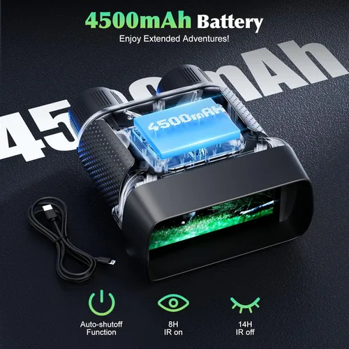 Miniatura 5 de Gafas de visión nocturna, binoculares de visión nocturna de 4K UHD con video e imagen de 36MP, pantalla de 4.5", batería recargable de 4500mAh