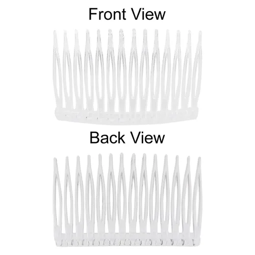 Miniatura 4 de Lawie Paquete de 20 peines laterales de plástico transparente pequeño con dientes largos, horquillas finas y grises blancas para mujeres, velo