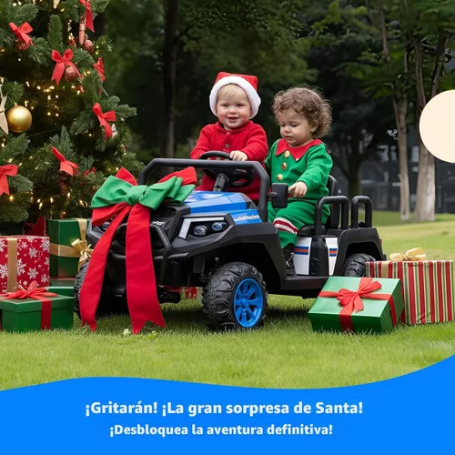Miniatura 8 de Coche eléctrico para niños, juguetes de 24 V y 4 plazas con control remoto para padres, suspensión de 4 ruedas, capacidad máxima de peso de 220 Azul