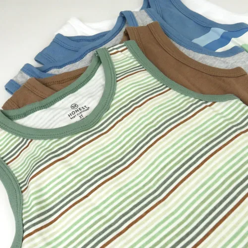 Miniatura 23 de HonestBaby Camisetas musculares sin mangas 100% algodón orgánico para bebés y niños pequeños, niñas