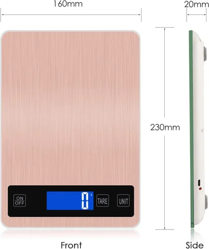 Miniatura 7 de Báscula digital de cocina, báscula de cocina recargable de acero inoxidable de 11.0 lbs/11 libras, de alta precisión, sensor táctil, pantalla LCD