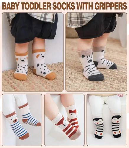 Miniatura 3 de LANLEO Calcetines para bebé y niños pequeños con agarre, calcetines antideslizantes para bebés, niñas y niños, con pinzas, de 6 meses a 5 años
