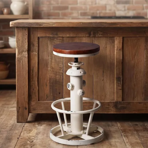 Miniatura 14 de Topower Taburete de bar de cocina de diseño hidrante de fuego retro vintage de estilo industrial deca steampunk envejecido, fondo redondo, altura