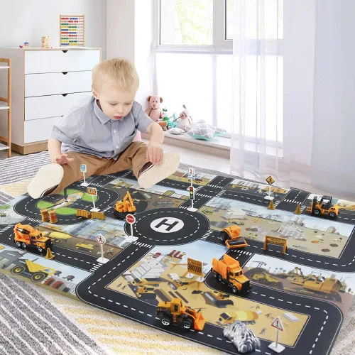 Miniatura 3 de Juguetes de señales de tráfico y alfombra de juego de construcción para el juego de vehículos, accesorios de coche juguetes