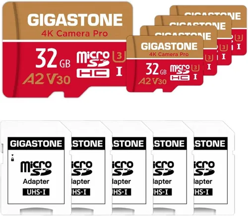 Recuperación de datos de 5 años: tarjeta micro SD de 32 GB GIGASTONE paquete de 5, cámara 4K Pro, compatible con GoPro, Wyze, cámara de seguridad,