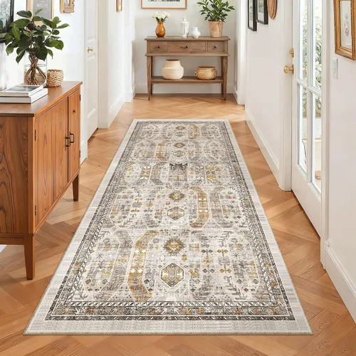 Miniatura 584 de Madane Tapete lavable de 2 x 10 pies para pasillo, cocina, recibidor, clásico, suave, antideslizante para interiores, casa de campo, baño, sala