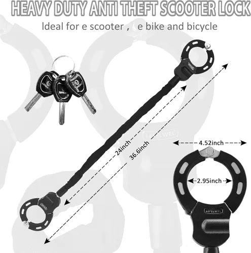 Miniatura 2 de Cerraduras de Scooter Eléctrico Antirrobo, Cerradura de Cadena de Bicicleta con Bolsa, Mejor Cerradura para Accesorios de Scooter Eléctrico Xiaomi