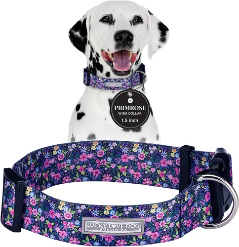 Miniatura 30 de Lucky Love Dog Collar Ancho para Perros - Collar Ajustable, Duradero, Tejido Suave y Cómodo de 1.5 Pulgadas de Ancho para Perros Machos y Hembras