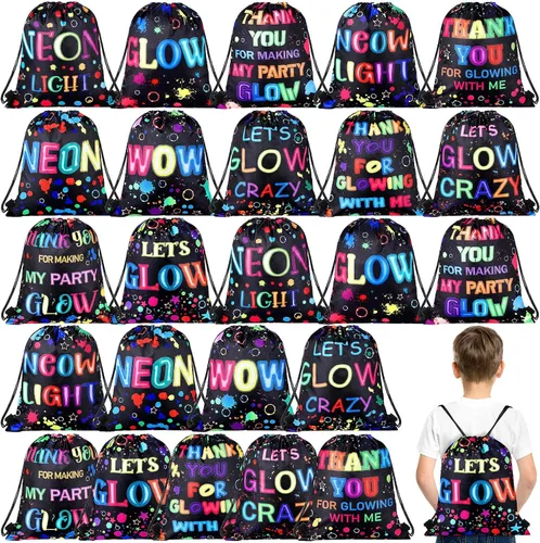 Miniatura 7 de Sweetude 24 bolsas de regalo de fiesta Let's Glow con cordón, decoración para niñas, niños, cumpleaños, bodas, fiestas