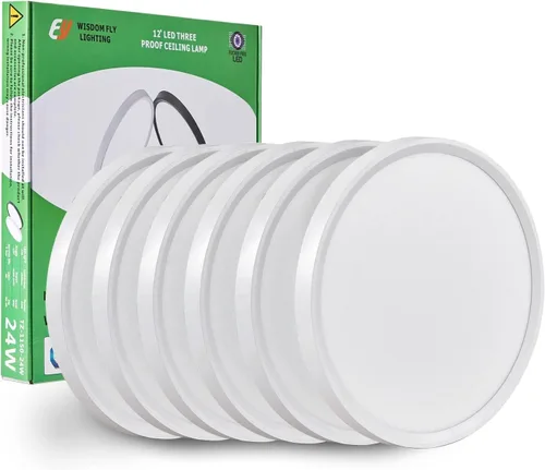 Miniatura 8 de Paquete de 4 luces LED de techo empotradas de 12 pulgadas, 24 W, 2500 lm, 3000 K/4000 K/6000 K CCT seleccionables, luces redondas de panel plano