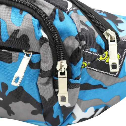 Miniatura 6 de AIBEARTY Riñonera para niños, pequeña, de camuflaje, con correa ajustable, para correr, acampar, viajes, B Azul