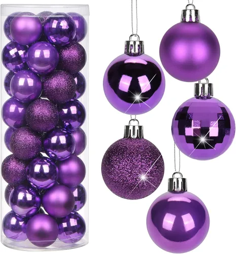 Miniatura 12 de Adornos de bolas de Navidad negras de 2.36 pulgadas, 25 piezas inastillables, set de adornos de Navidad, bolas de Halloween, adorno negro para árbol