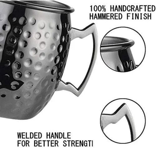 Miniatura 5 de Hoshen Moscow M Cup Vaso de cerveza, cóctel chapado en cobre, taza de metal, 18 onzas, taza de acero inoxidable chapado en cobre, adecuado