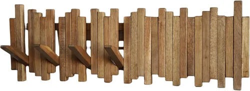 Miniatura 7 de Perchero de Piano de Madera Natural Montado en la Pared Perchero de Pared Gancho de Pared Abatible con 5 Ganchos Gancho de Pared para Entrada