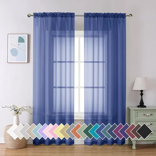 Miniatura 38 de Aiyufeng 2 paneles de cenefa transparente negra de 14 pulgadas de largo, cortinas cortas negras transparentes para dormitorio, cortinas de cocina