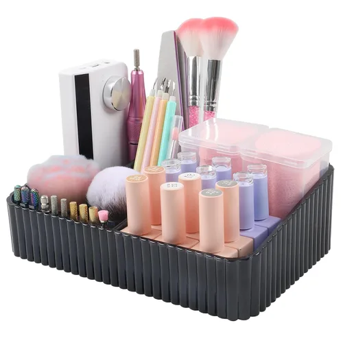 Miniatura 2 de Caja de almacenamiento de brocas y brocas, 10 agujeros, soporte para brocas de acrílico transparente, herramienta de taladro de uñas de plástico