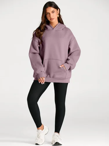 Miniatura 261 de Trendy Queen - Sudaderas extragrandes con capucha para mujer, suéteres de manga larga, sin botones, de vellón, de otoño, ropa de invierno