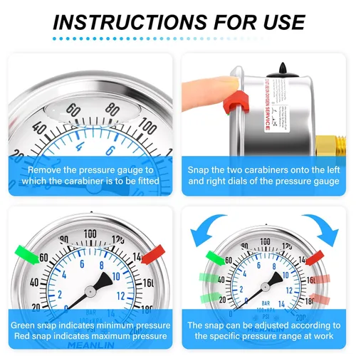 Miniatura 44 de MEANLIN MEASURE Medidor de presión de acero inoxidable relleno de líquido de 0 ~ 300 psi, esfera de cara NPT de 2 pulgadas para compresor de aire