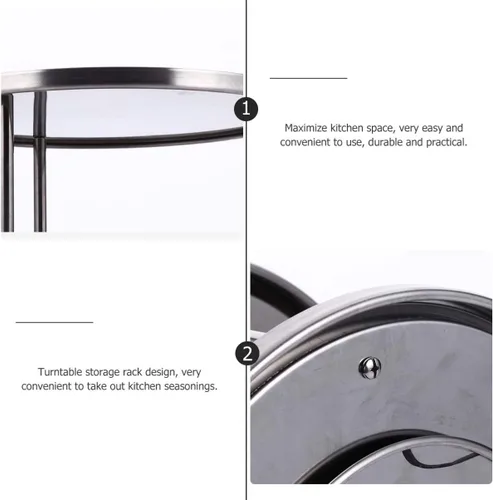 Miniatura 3 de YARNOW Organizador de especias para gabinete, 2 niveles, estante de especias de acero inoxidable para mesa de comedor, encimeras de cocina