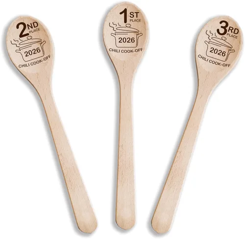 Miniatura 3 de Chili Cook Off Wooden Spoons Set Of 3 Chili Cook-Off Awards Champion Winner Event Prize Home Gifts Personalized Cook Off Trophy (3 Spoons)