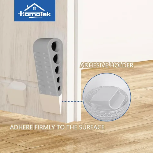 Miniatura 2 de HOMOTEK Paquete de 10 topes de puerta de goma con cuña para puertas de puerta, protectores de pared para piso e parte inferior de la puerta con Gris