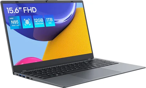 Ordenador Portátil, 12GB DDR5/1TB SSD, N95 Quad-Core, pantalla FHD de 15.6 pulgadas 1920x1080, WiFi de doble banda, BT5.0, desbloqueo por huella