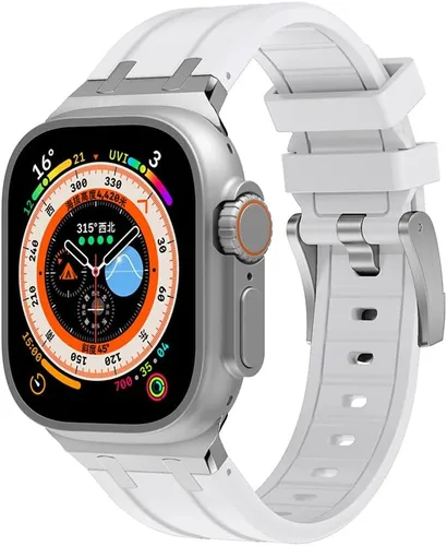 Compatible con Apple Watch Ultra 2 Band para hombre, correa de silicona y hebilla de acero inoxidable diseñada para iPhone Watch, correas iWatch