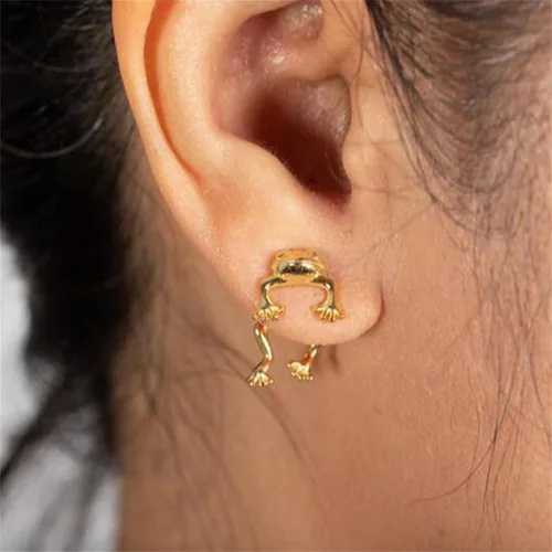 Miniatura 5 de Aretes de rana para niñas, lindos aretes de animal para mujer, regalos de aniversario de cumpleaños