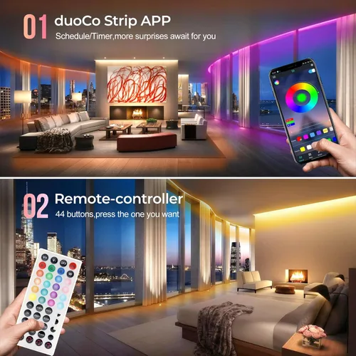 Miniatura 3 de LUXONIC Tira de luz LED de neón, tira de luz RGB impermeable de 16.4 pies con aplicación/control remoto, luces de cuerda flexible de 24 V, múltiples