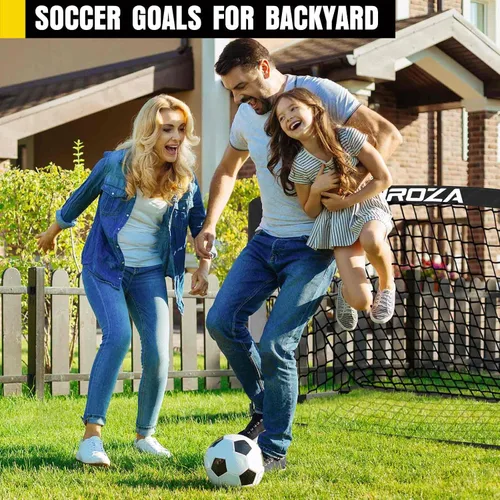 Miniatura 7 de Portería de fútbol, juego de porterías de fútbol para niños para patio trasero, paquete de 2 redes de fútbol portátiles desplegables con pelota