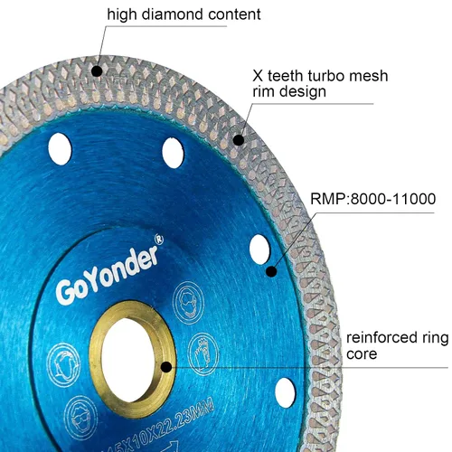 Miniatura 3 de GoYonder Hoja de sierra de cerámica de diamante súper fina hoja de corte de porcelana para cortar azulejos de cerámica o porcelana (4.5 "(115 mm)