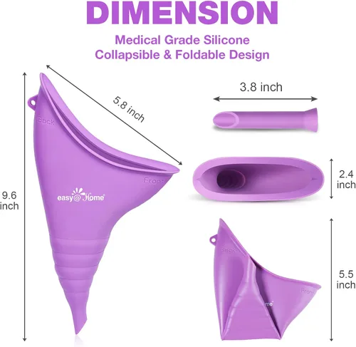 Miniatura 3 de Easy@Home Dispositivo de micción femenina portátil para mujeres: Embudo de orina de silicona femenina para orinar para orinar taza reutilizable
