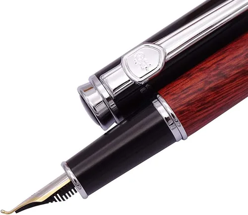 Jinhao Nature - Pluma estilográfica de madera de rosa doblada (fina a ancha), pluma Fude para caligrafía, dibujo artístico y escritura a mano Rosa