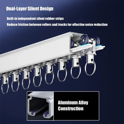 Miniatura 3 de Aluminum Ceiling Curtain Track Set with Roller, White Curtain Rods for Windows, 7ft 8ft 9ft 10ft 11ft 12ft 13ft Heavy-Duty Curtains Rails for Living