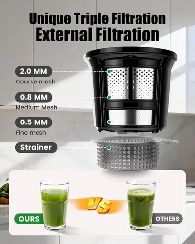 Miniatura 8 de Máquinas exprimidoras, exprimidor de prensa en frío con canal de 6 pulgadas de ancho, exprimidor de masticación lenta de alto rendimiento de jugo
