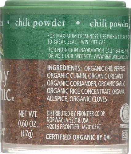Miniatura 12 de Simply Organic, Mini chile en polvo, 0.60 oz