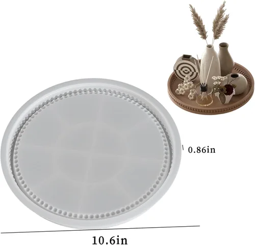 Miniatura 2 de Wehous Molde redondo grande para bandeja de cuentas, bandeja de servir de 10.6 pulgadas, moldes de silicona para resina epoxi, contenedor de Ronda