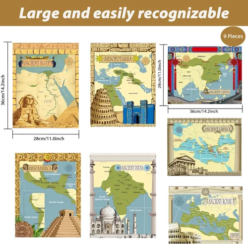 Miniatura 2 de Póster de civilizaciones antiguas para aprendizaje en el aula de estudios sociales - Decoración educativa para escuela primaria, media y secundaria