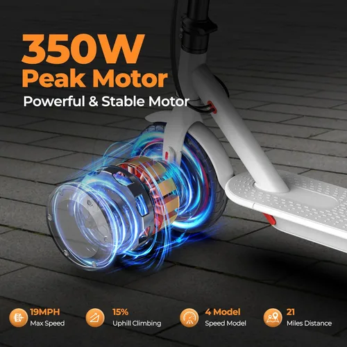 Miniatura 2 de MAXSHOT Scooter eléctrico para adultos, neumáticos de 8.5/10/14 pulgadas, 19/22 mph, motor de 350 W/500 W, rango de 21-28 millas, plegable con doble