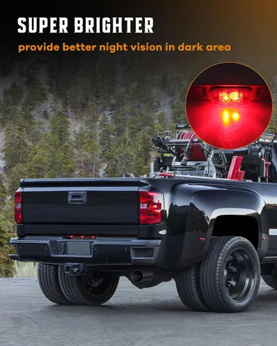 Miniatura 3 de cciyu Barra de luz trasera para remolque de 15" Pulgadas con 9 LED, 3 luces rojas, barra indicadora de señalización de identificación ID, tira LED