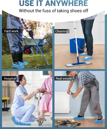 Miniatura 8 de Buself XL 100 unidades de fundas desechables para zapatos, antideslizantes, fundas premium para botas de tela, resistentes al deslizamiento