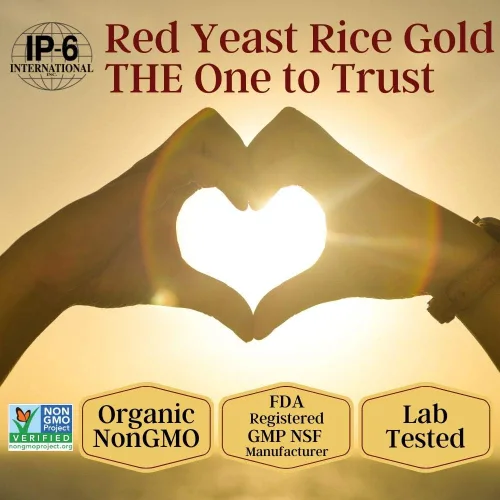 Miniatura 6 de Red Yeast Rice Gold, Hecho con 600 mg de arroz orgánico de levadura roja - IP6 International - 120 cápsulas vegetarianas