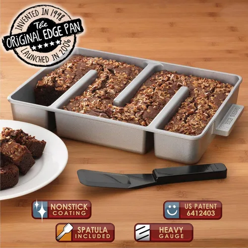 Miniatura 2 de Molde Baker's Edge para brownie – El Original – revestimiento antiadherente duradero, estructura de aluminio fundido de calibre pesado, 9 x 12