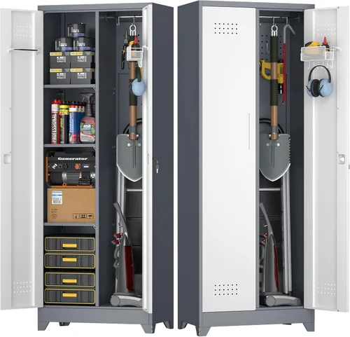 Miniatura 10 de Armario de Almacenamiento de Metal para Garaje, Armario con Cerradura Montado en la Pared, Gabinete Flotante de 12.8 pulgadas de Alto para Almacén