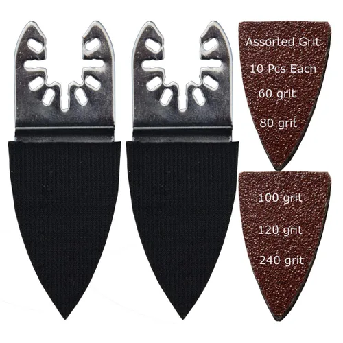 XXGO Juego de 52 almohadillas de lijado oscilantes para dedos, compatibles con Bosch, Chicago, Craftsman, Dremel, Fein, Harbor Freight, Makita,