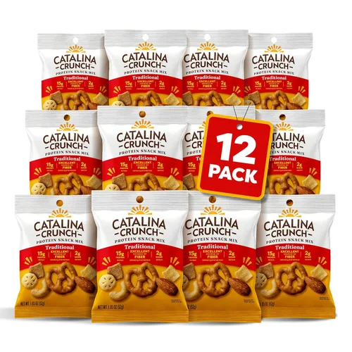 Miniatura 5 de Catalina Crunch Mezcla de bocadillos proteica para llevar con patatas fritas de queso 16g de proteína, 2g de azúcar por sobre Buena fuente