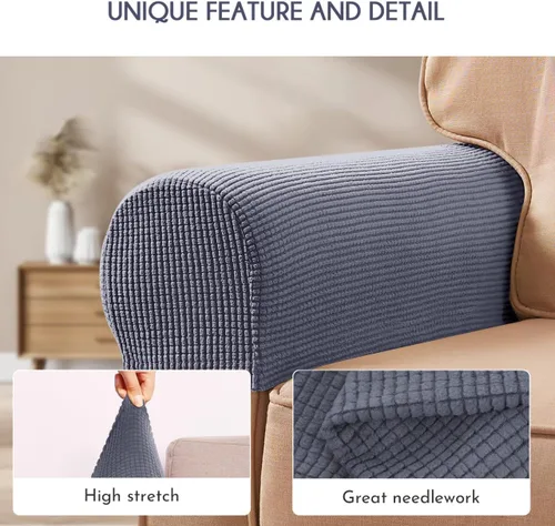 Miniatura 2 de SUPVOX Funda elástica universal para reposabrazos de sofá, 2 piezas, protector de reposabrazos elástico de vellón suave para sofá y sillón, toallas