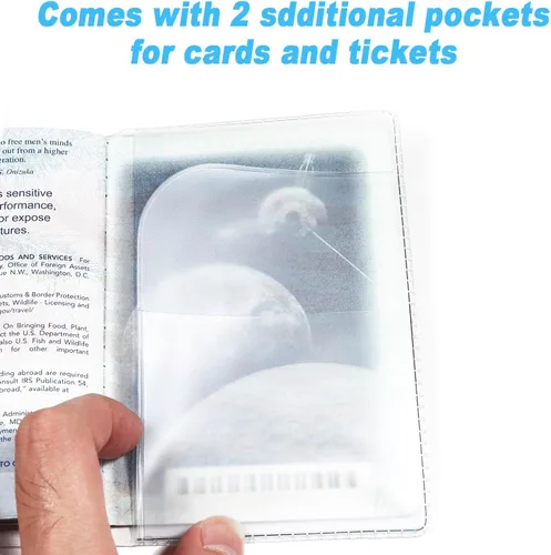 Miniatura 2 de Funda impermeable transparente para pasaporte, protector de pasaporte de plástico, artículos esenciales de viaje, unisex para adultos, con funda