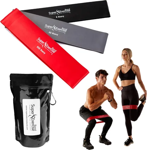 Miniatura 6 de Mini bandas de bucle extra largas sin látex de 14 x 3 pulgadas de EE. UU. en 3, 5, 10 paquetes de 10 unidades. 10 fortalezas para entrenamiento